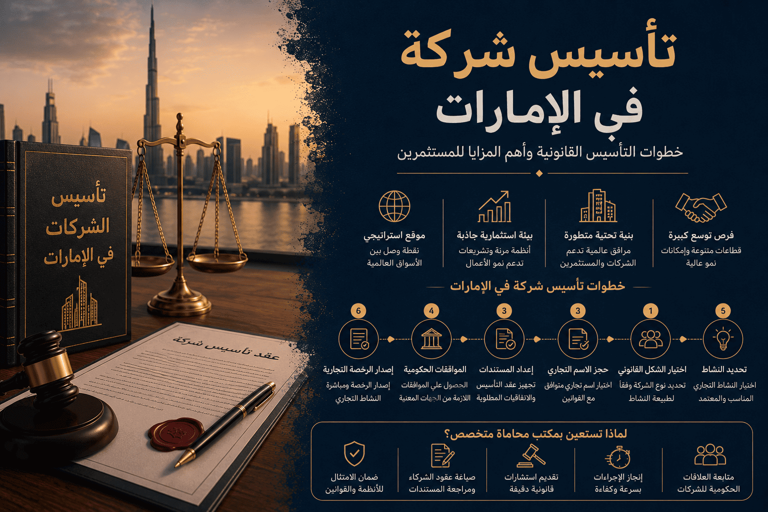 Read more about the article تأسيس شركة في الإمارات: خطوات التأسيس القانونية وأهم المزايا للمستثمرين